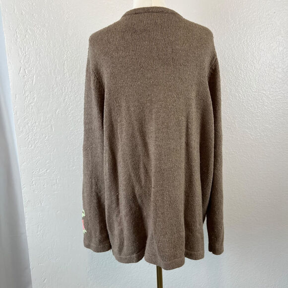 Crazy Horse Sweater Womens 1X Floral Silk Blend Cardigan Boho Cottage Hippie - Picture 6 of 10